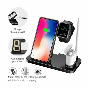 

4 in 1 Qi Fast Wireless Charging Dock Stand Station For Apple Watch Airpod iPhone Universal UM