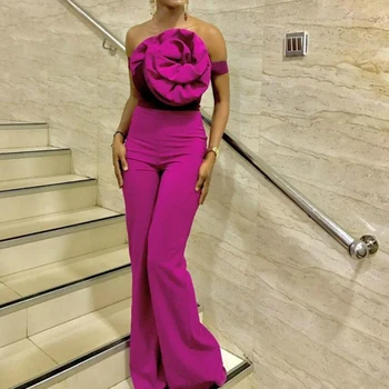 

HIGH QUALITY Newest Fashion Runway 2020 Designer Jumpsuit Women's Strapless sleeveless Appliques Straight Jumpsuit