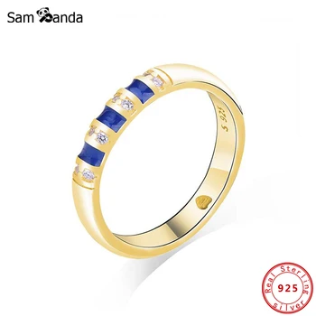 

925 Sterling Silver Ring For Women Wedding Engagement Gold Finger Rings Vintage Jewelry Original Exotic Stones Stripes Ring