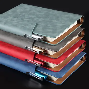 

A5 Leather Business Notebook Folder Office School Notebook Journal Spiral Ring Binder Planner Notebook Agenda Schedule Notebook