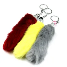 Стиль, креативный пушистый шар, висячая капля, искусственный мех кролика Рекс, лисий хвост, плюшевый брелок для ключей, подарок, аксессуары для ключей
