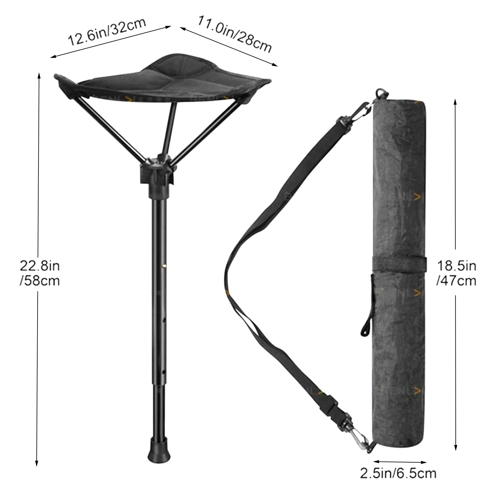 Seat post adjustable seat folding stool aluminum alloy pole chair outdoor portable ABS strong and lightweight | Спорт и развлечения