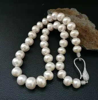 

Natural freshwater pearl A 10-12mm pearl necklace luxury crystal clasp 19inch