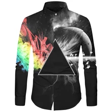 Cloudstyle impressão 3d colorido camisa masculina de manga comprida streetwear down collar botão up moda casual primavera & outono roupas