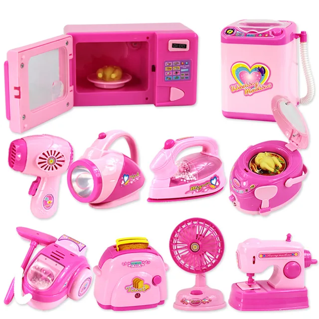 Mini Size Household Appliances Kitchen Toys Children Pretend Play Kitchen Accessories Toy Toaster Cooker Toys for Girls 1