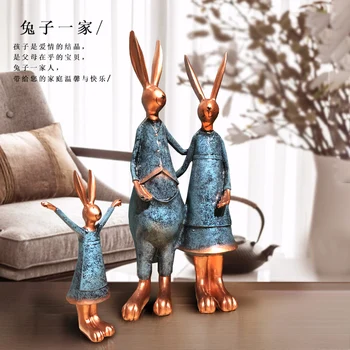 

Accessories Home Decoration Crafts Small Gifts Living RoomFigurines Resin Rabbit Animal Ornaments Miniature Home Decor W