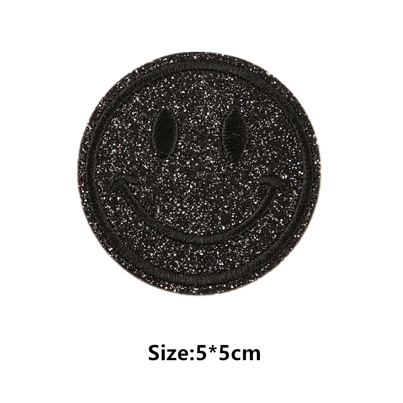 1Pcs Round Expression Smiley Face Patch Clothes Iron on Embroidered Sew Applique Cute Fabric Badge Garment Apparel Accessories 