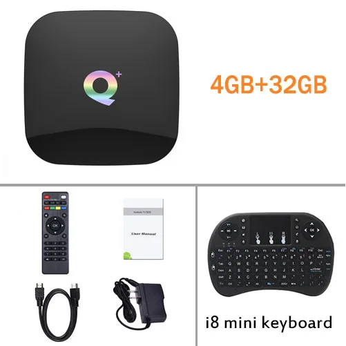 Q+ Android Smart tv Box Amlogic S905x Четырехъядерный 4G 32G/64G USB3.0 6K медиаплеер Qplus телеприставка PK X96 Мини ТВ приставка - Цвет: 4G32G add keyboard