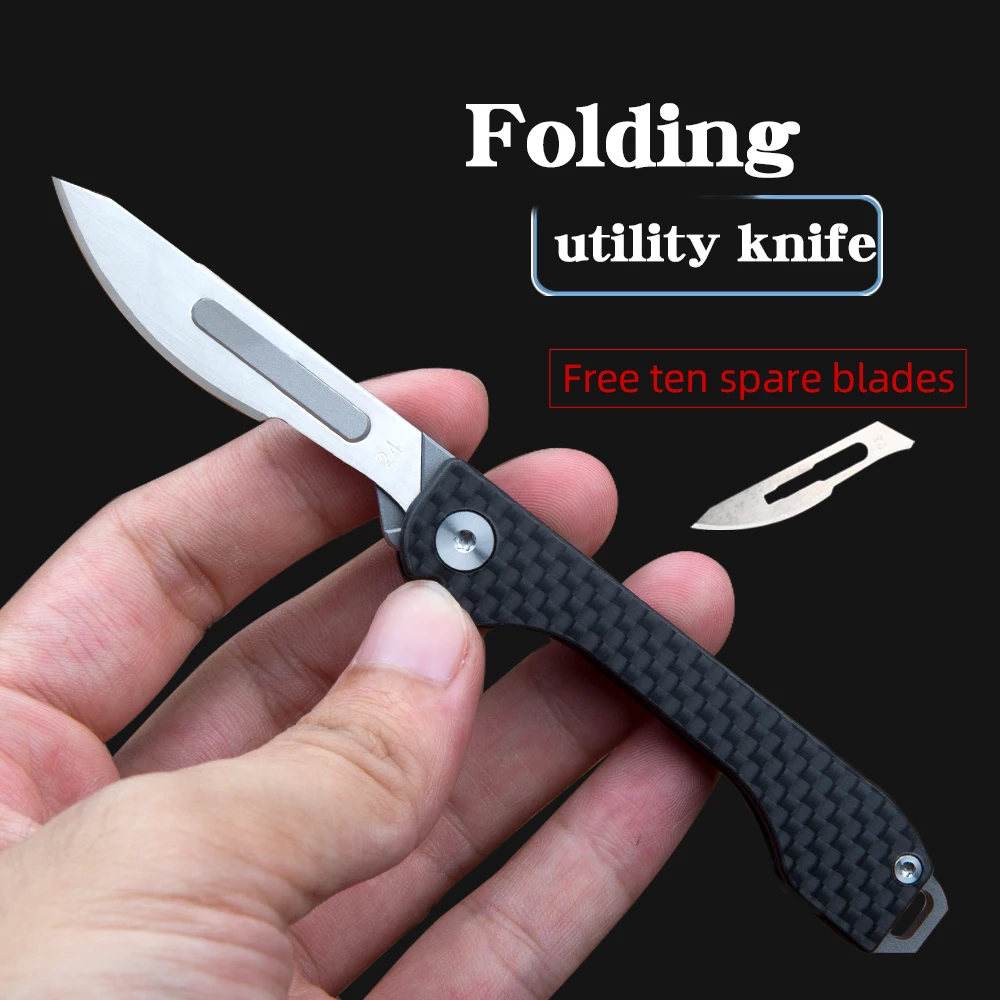 carbon fiber folding tool knife Tactical Knife Sharp blade Carry-on Outdoor Survival camping emergency tools Unpacking paper cut