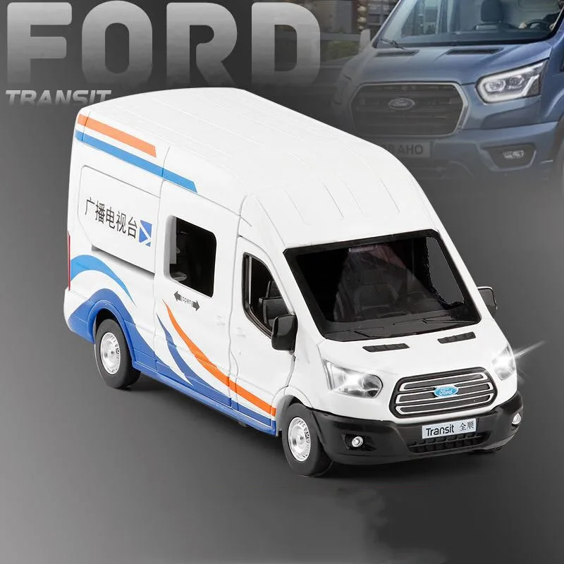 

Hot sale 1:35 Ford Transit business car model,simulation die-casting sound and light back to the alloy car model,free shipping