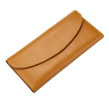 

True cow leather simple lady purse fashion multi-functional wallet long hand bag.
