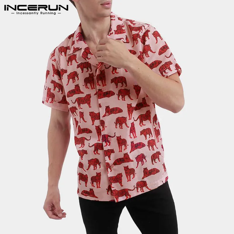 INCERUN 2020 Summer Printed Mens Hawaiian Casual Shirt Lapel Breathable Streetwear Short Sleeve Tops Casual Camisas Hombre S-5XL INCERUN 2020 Summer Printed Mens Hawaiian Casual Shirt Lapel Breathable Streetwear Short Sleeve Tops Casual Camisas Hombre S-5XL