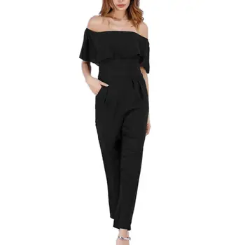 

Summer female printed Jumpsuit sexy Casual Slash Neck Floral Print Playsuit Romper loose leg lace up Jumpsuits