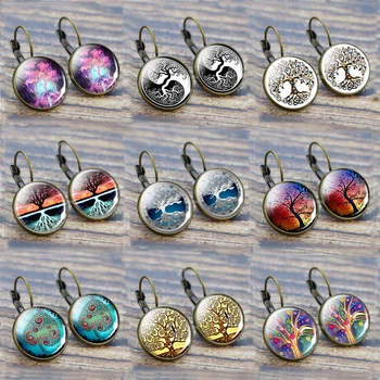 

Tree of Life Earrings Vintage France Stud Earrings for Women Life Tree Jewelry Ear Hook Earrings Girl Lover Gift Dropshipping