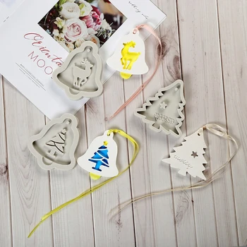 

5Pcs Epoxy Resin Mold Christmas Tree Elk Snowflake Pendant Casting Silicone Mold X7XB