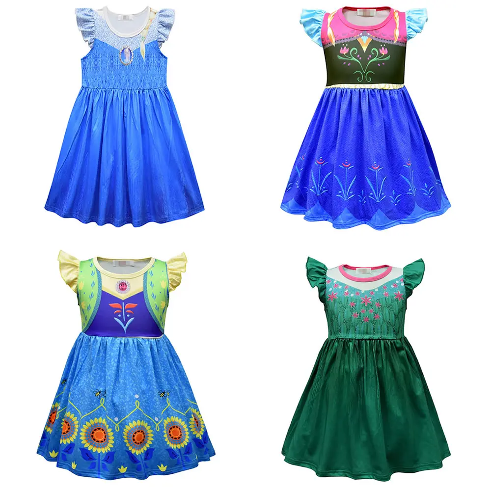 Girls Elsa Anna Birthday Surprise Costumes Kids Princess Dress Up Frocks Children Role Playing Fancy Outfits New Year Party Gown | Детская