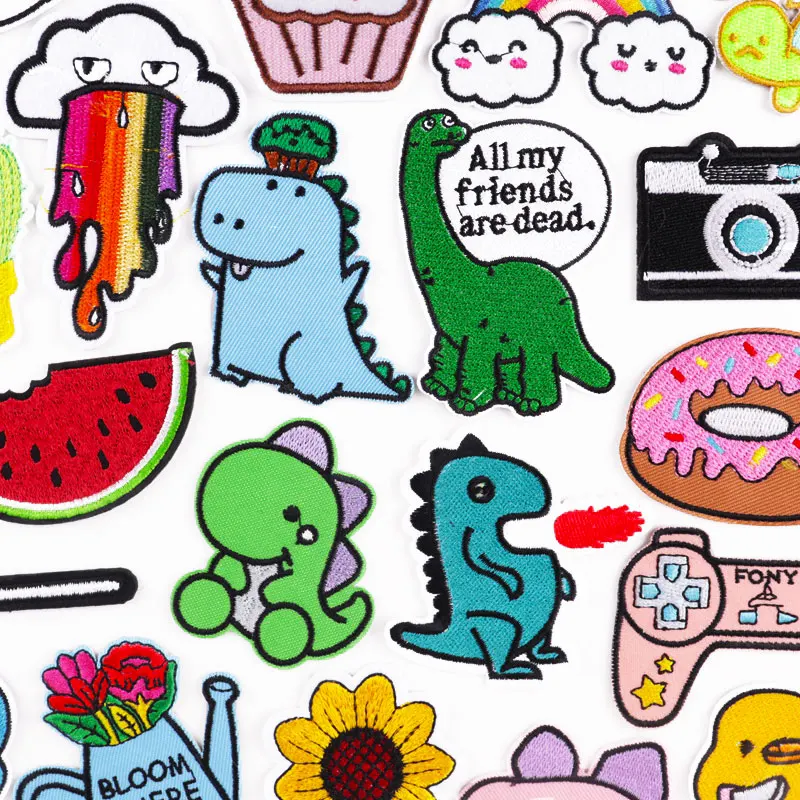 Cartoon Dinosaur Patches For Clothing Thermoadhesive Patches Cute Animal Patch Iron on Embroidery Patches on Clothes Applique