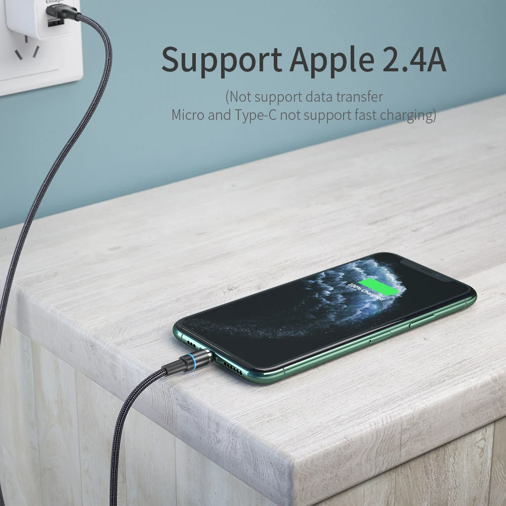 Магнитный usb кабель Essager для быстрой зарядки Type C iPhone Xiaomi мобильный телефон