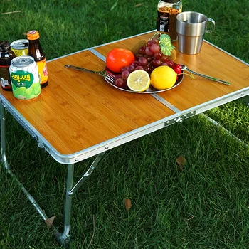 

Portable Multipurpose Folding Table Bamboo Desk Picnic Table for Garden Indoor Outdoor Camping Barbecues