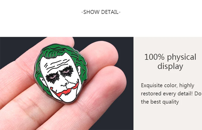 DC Clown Joker Enamel Pins Horror Chucky Face Stephen Kings IT Penny Wise Metal Badge Brooches For Children Bag Gifts Jewelry