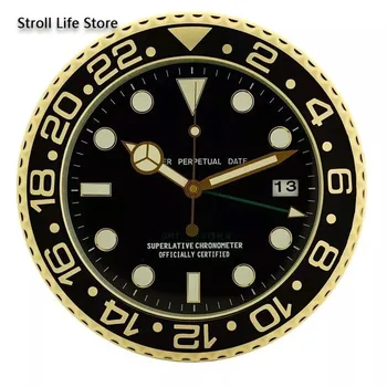 

Luminous Metal Wall Clock 3d Modern Luxury Clocks Wall Home Decor Calendar Large Wall Watch Home Silent Horloge Gift with LOGO