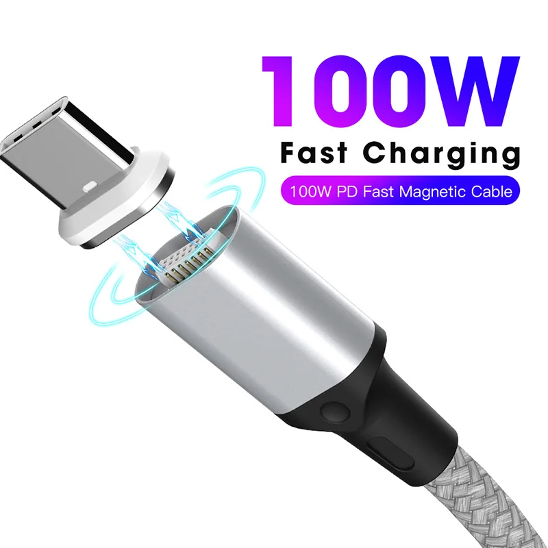 

PD 100W Magnetic Charging Cable Fast Charge USB-C Type C Cable for Macbook Pro Laptop Mobile Phone reversible Mag Cable SIKAI