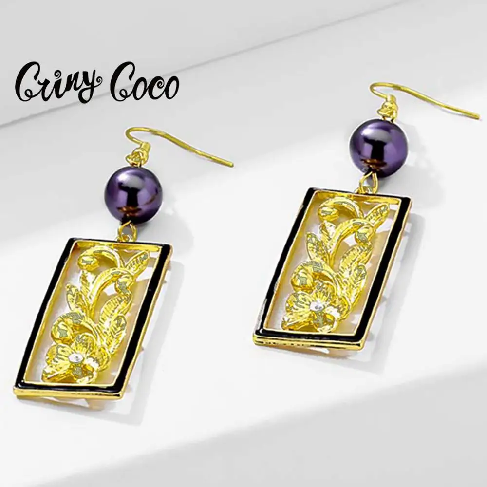 Женские Висячие серьги Cring Coco Гавайские геометрические полые с растениями и