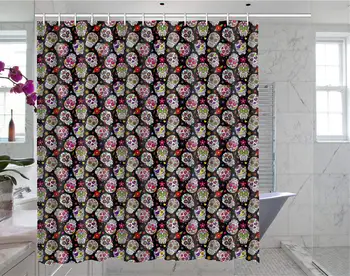 

Halloween Skull Shower Curtain Water-Proof Polyester Fabric Shower Curtain