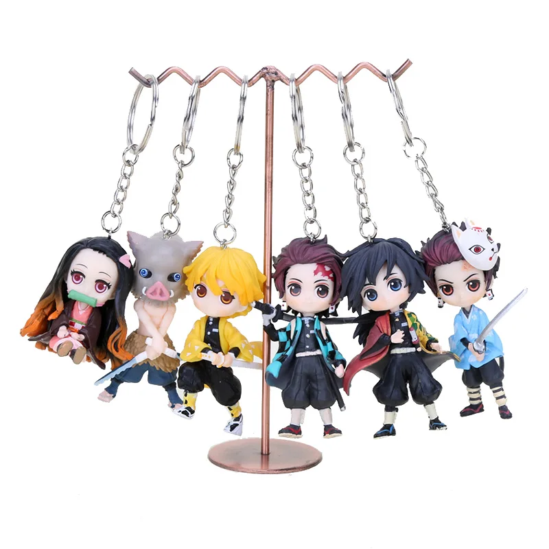 

6pcs/set Demon Slayer:Kimetsu no Yaiba Tanjirou Keychain Cosplay Anime Pendant Keyring Key Chains