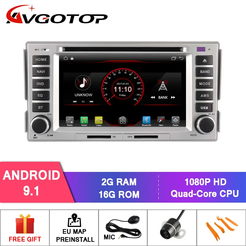 

AVGOTOP Android 9 WINCE Car Radio DVD Player for HYUNDAI SANTA FE 2008-2010 2G 16G MP3 MP4 Bluetooth GPS Vehicle Multimedia