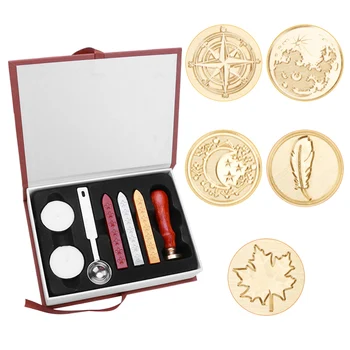 

Antique Metal Wax Stamp Gift Box Rosewood Handle Seal for DIY Wedding Invitation Important Documents Personal Tokens