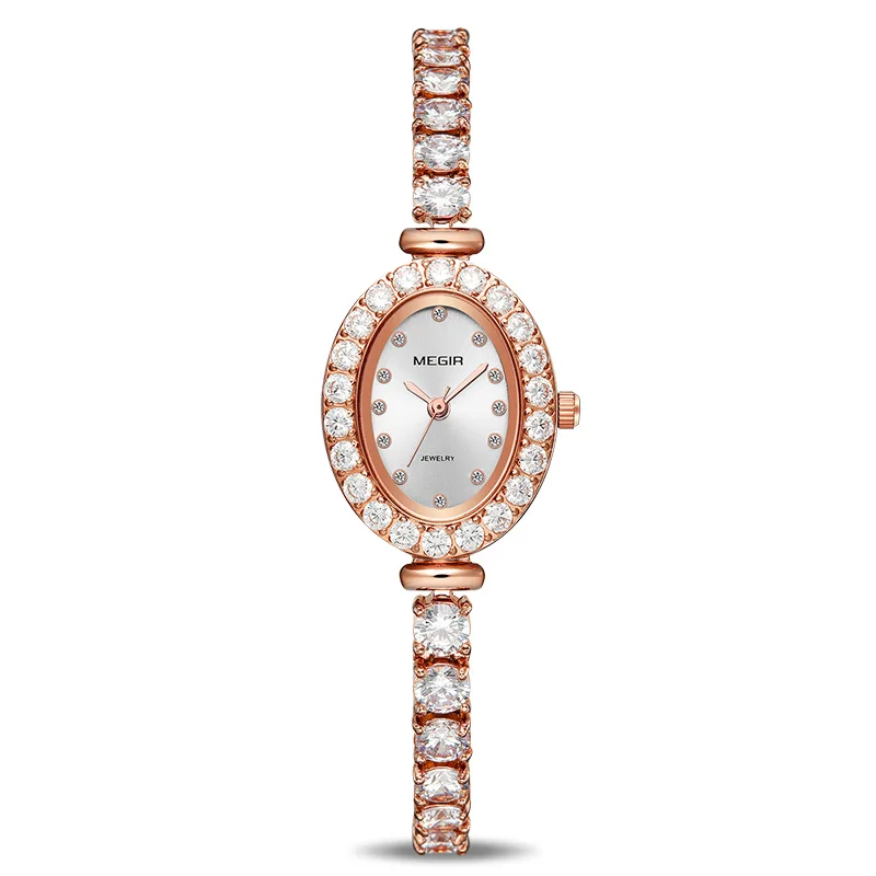 MEGIR Reloj Mujer 2020 Women Luxury Watch Rose Gold Diamond Woman Bracelet Watches Rhinestone Ladies Clock Hour Relogio Feminino 