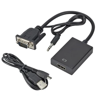 

VGA Male to HDMI Female Converter Adapter Cable With Audio Output 1080P VGA HDMI Adapter for PC laptop to HDTV Projector r10