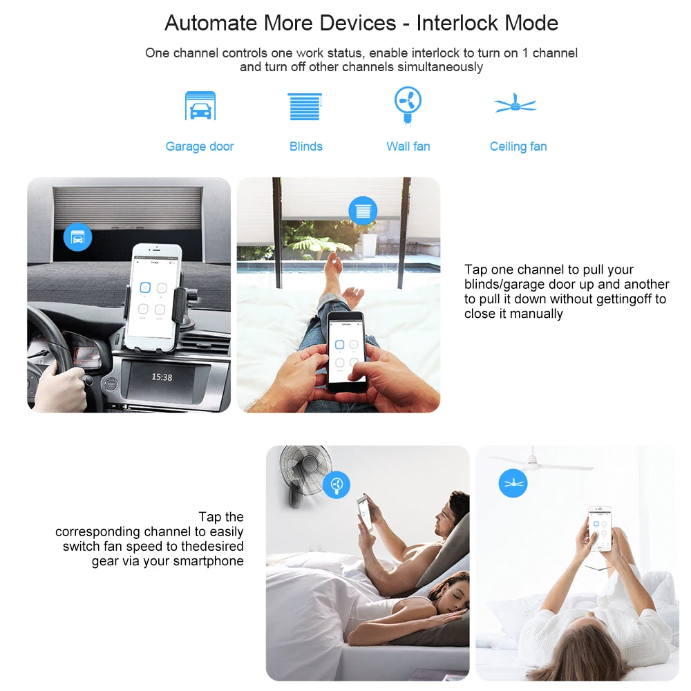Беспроводной смарт выключатель Sonoff R3 ITEAD 4 канальный совместим с Amazon Alexa для
