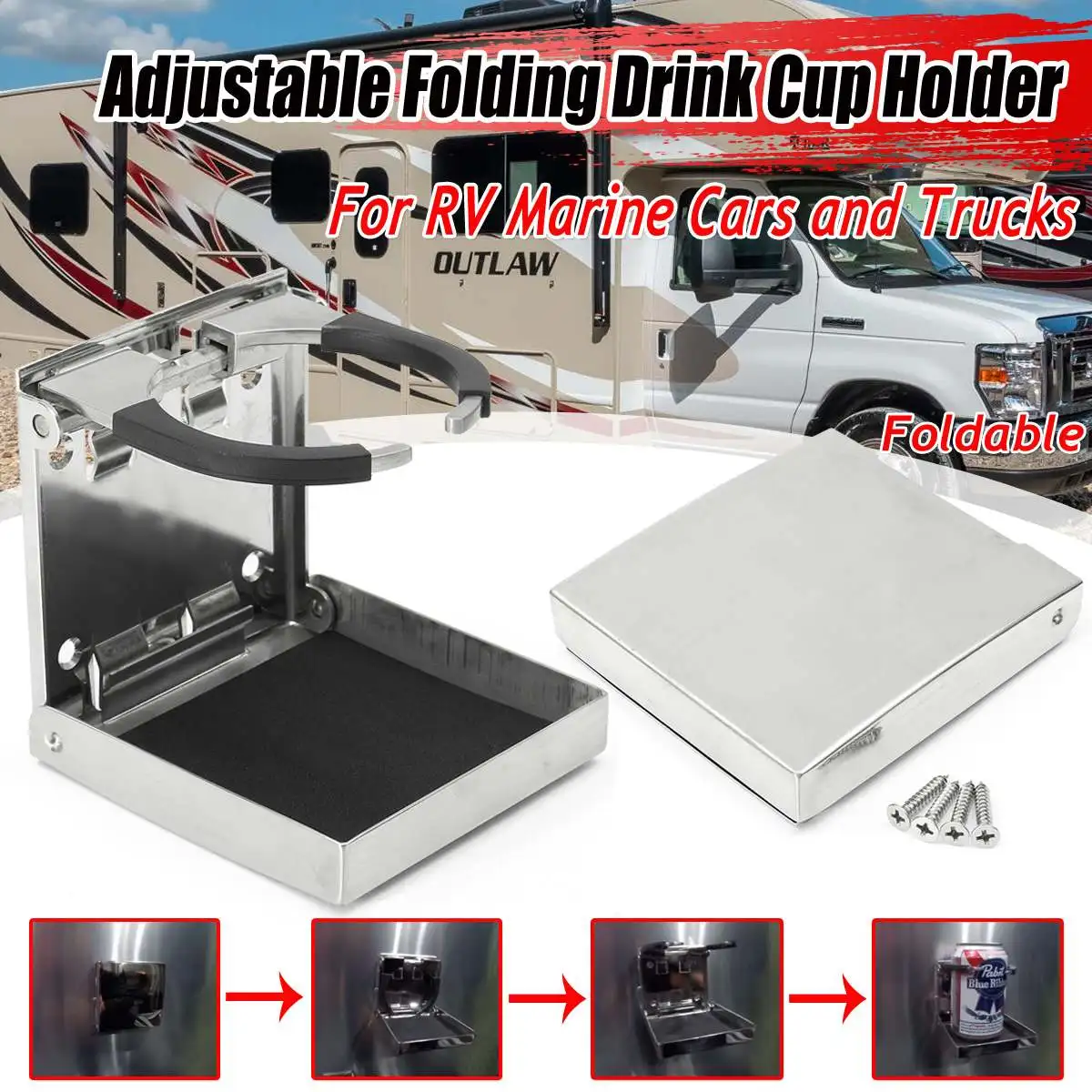 Универсальный Регулируемый складной держатель для напитков держатель для бутылки воды для морской лодки автомобиля Караван яхты из нержавеющей стали