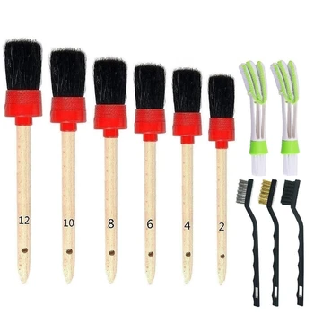 

11 Pieces Auto Detailing Brush Set For Cleaning Wheels, Interior, Exterior,Including 6Pcs Premium Detail Brush And 2 Pcs Automot