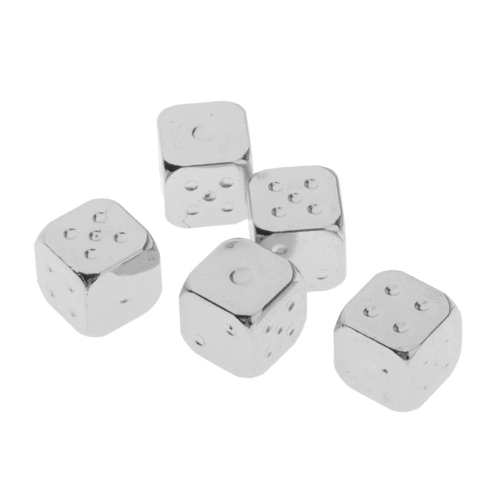 5Pcs 12mm Six Sided Dice D6 Zinc Alloy Multi Sided Dices Roleplaying DND RPG MTG Table Board Game Supplies Mahjong Accessories