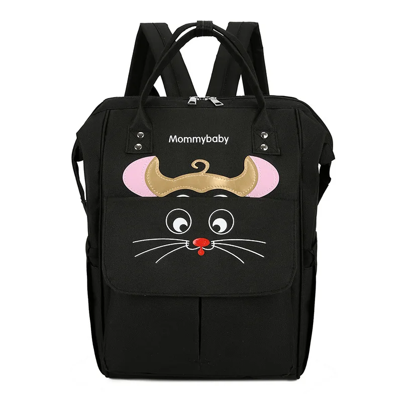 Сумка для детских подгузников, сумки для детских колясок, большая вместительность, дорожная сумка для мам, сумка для беременных, рюкзак, женские модные сумки для кормления - Цвет: Black cat