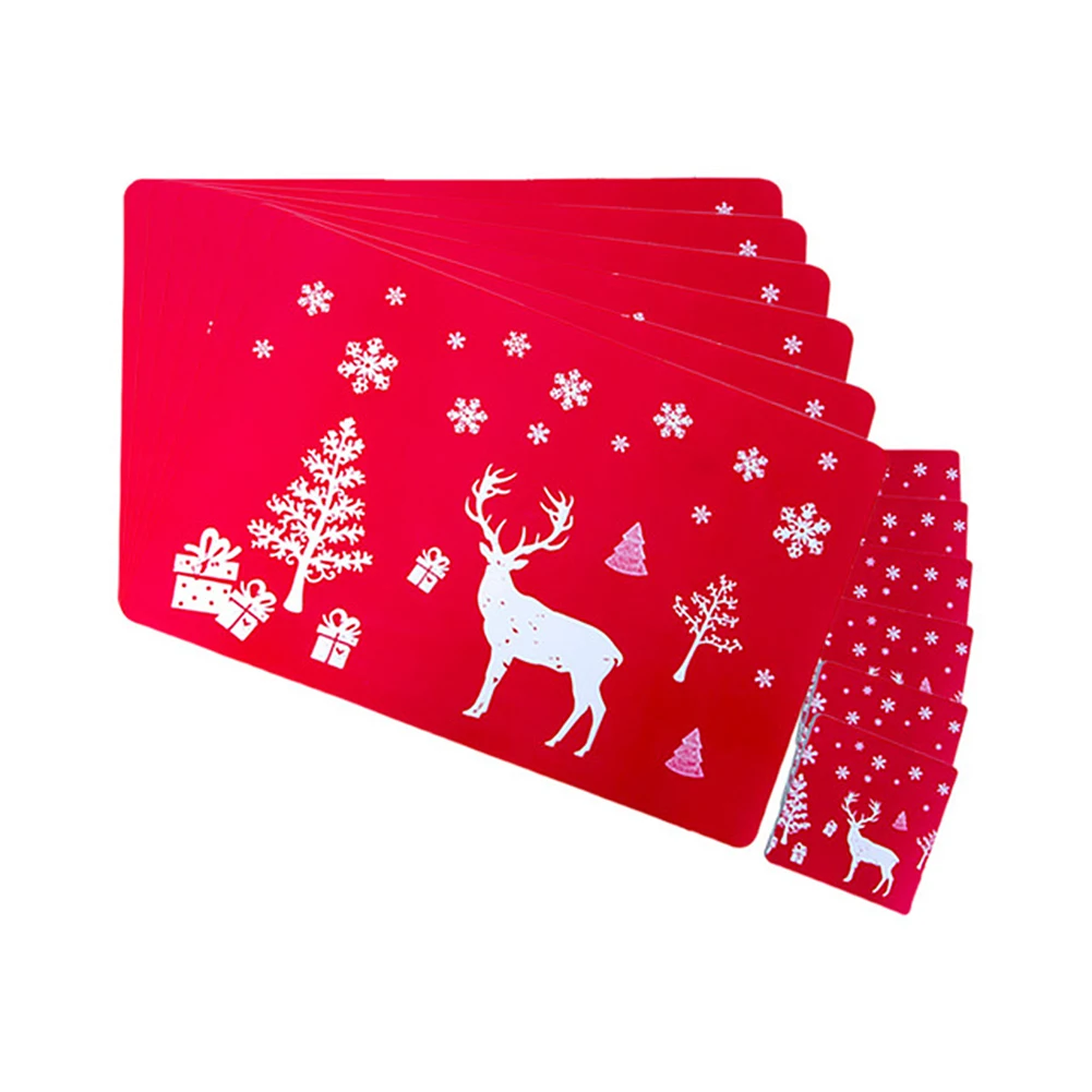 

12pcs Christmas Decorations Drinks Coasters Table Cup Mat Coffee Placemat PVC Placemats Creative Printing Coasters Table