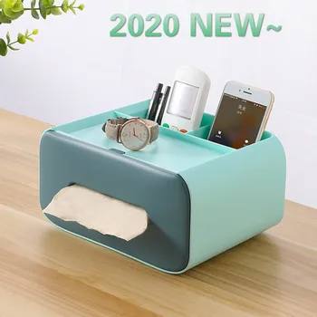 

Creative 2-layers Compartment Storage Desktop Tissue Box Remote Control Cosmetics Sundries Holder Rack Candy Tray Storage Boxes