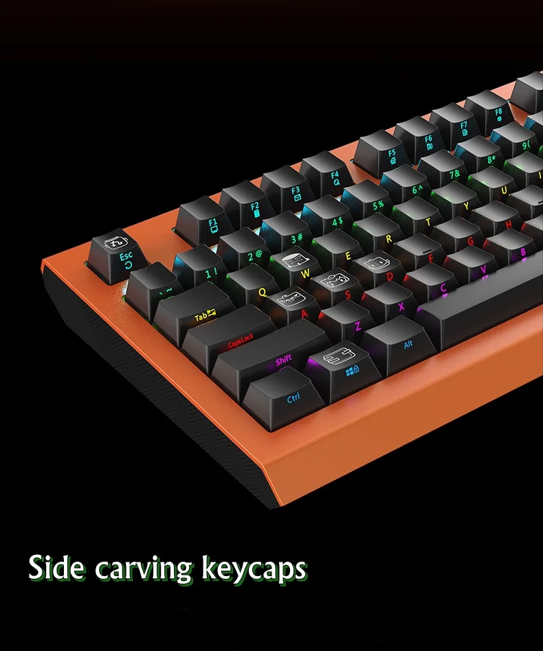 Ajazz Douyu DKM800 RGB с подсветкой Мультимедиа USB Проводная Механическая игровая клавиатура боковые резные брелки черная Ble Axis