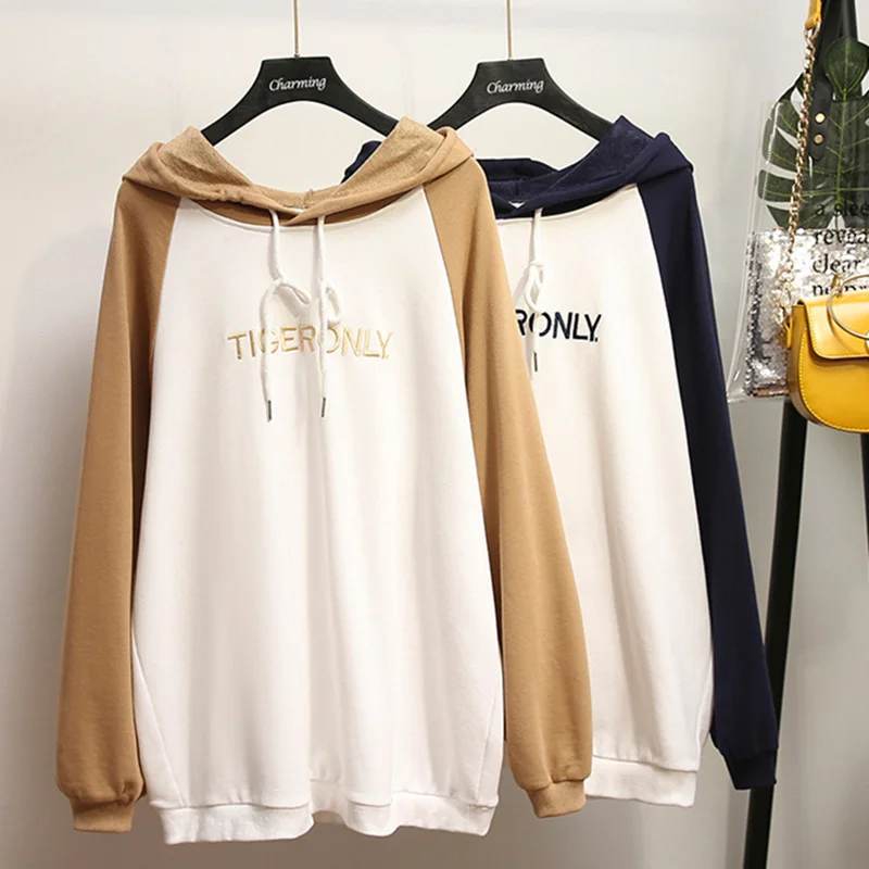 

Hooded Patchwork Women Hoodies Sweatshirts Plus Size Winter Women Cute Long Sleeve Casual Loose Coat Warm Online Shop Clothing