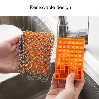 

Stainless Steel Sponge Brush Pot Net Metal Ring Net Brush Scrubber Pot Wash Net Washing Cleaning Kitchen Tools Tool W2U5