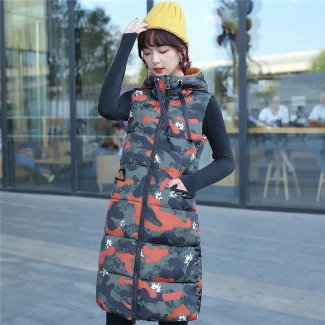 Orange Camouflage Уличный военный модный Камуфляжный жилет, женский теплый дышащий плотный длинный Камуфляжный жилет, Мягкий Удобный Повседневный Спортивный жилет - Цвет: Orange Camouflage