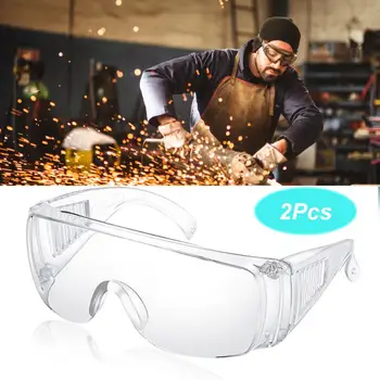 

2Pcs Transparent DustAnti-fog Safety Goggles Anti-Sneeze Liquid Eye Protection Anti-Droplets Windproof Lab Glasses Clear Lens