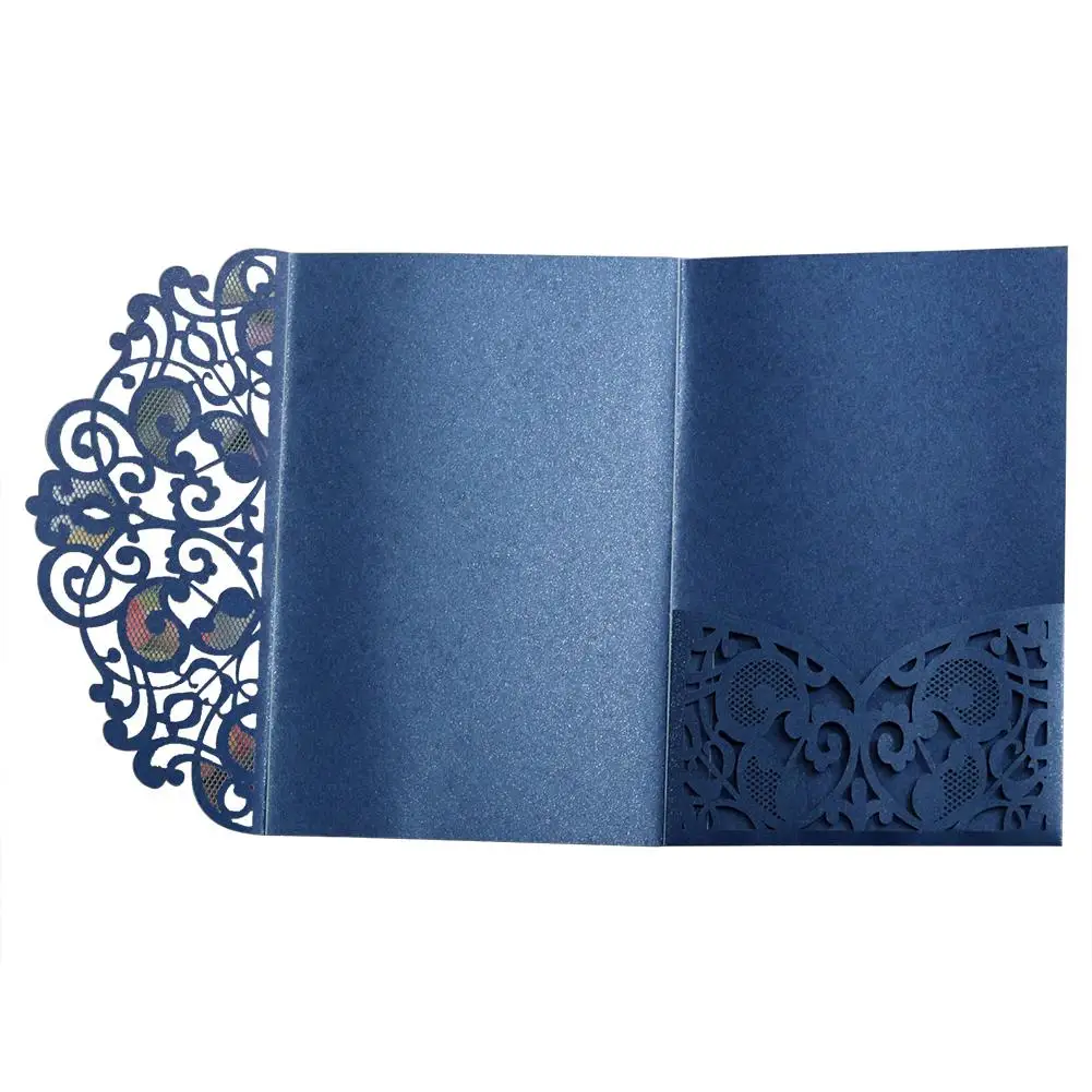  10Pcs Wedding Cards European Style Laser Cut Invitations Cards Tri-Fold Lace Business Wedding Decor - 4.00043E+12