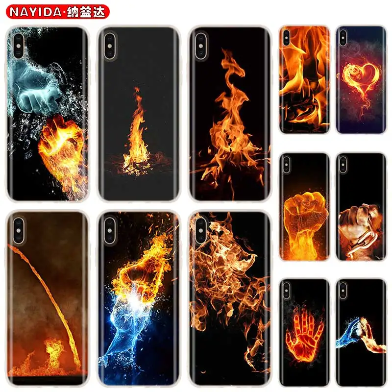 Мягкий чехол из ТПУ для iPhone 12 Mini 11 Pro XS Max XR X 8 7 6 Plus 5S SE S с изображением кулака огня