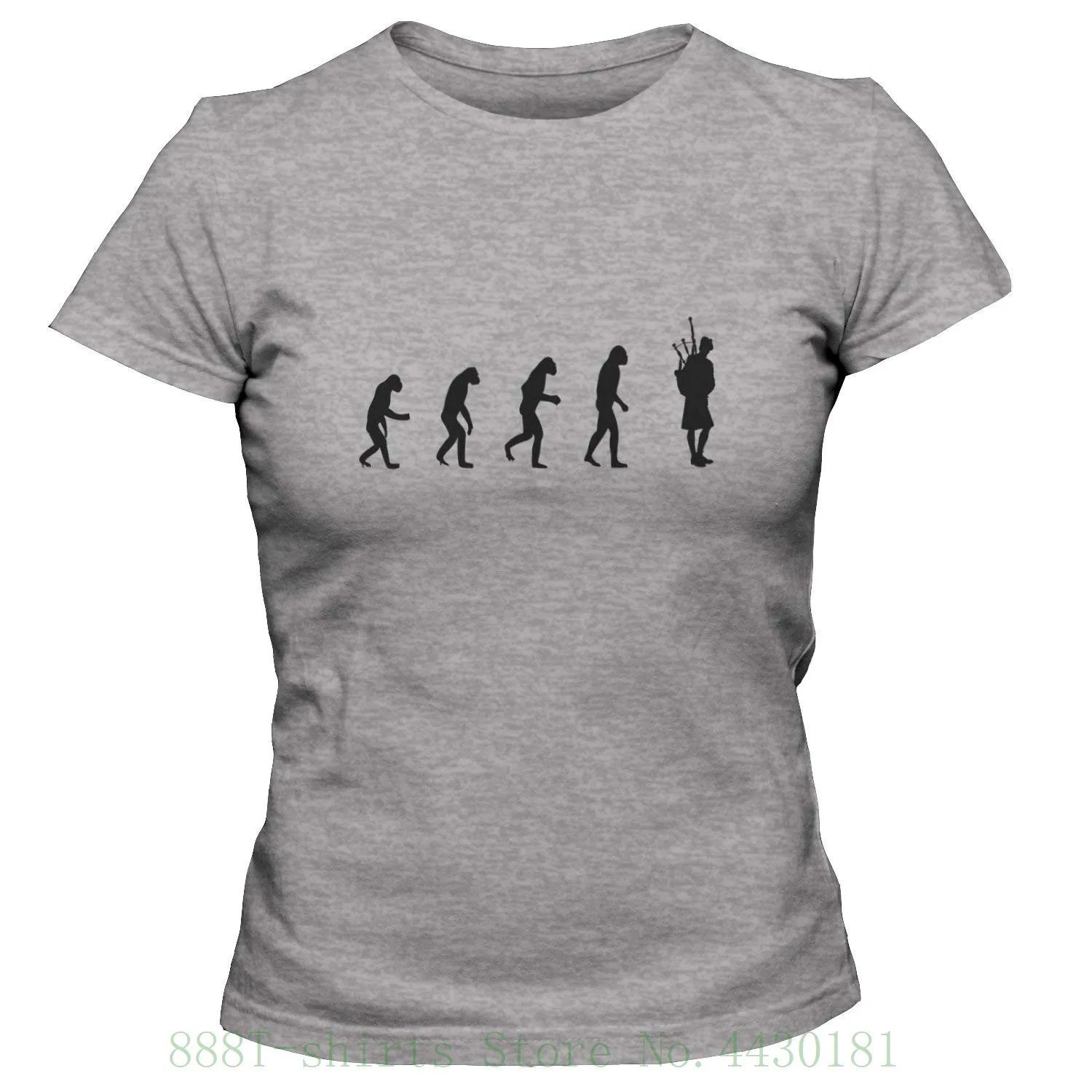 Women's Teeloose slim Evolution Of Man To Bagpipes Player T Shirt girls Tops tshirt Harajuku gift |