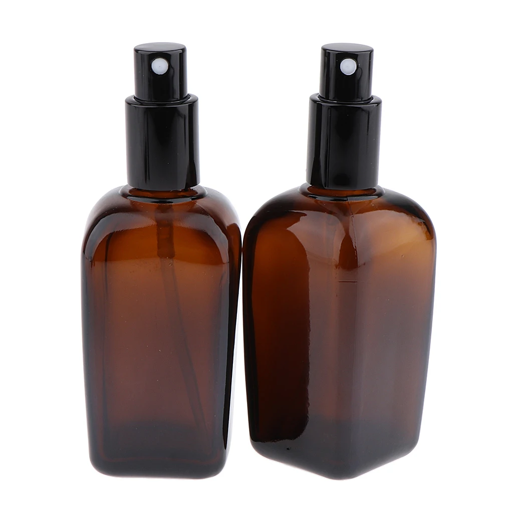 4x Empty Glass Cosmetics Bottles Pump Spray Bottles Fine Mist Sprayer Containers for Travel Refillable, 50ml and 100ml