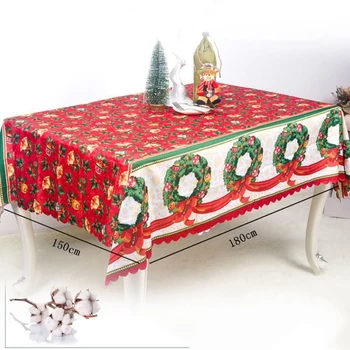

Big ChristmasTablecloth Classical Red Christmas Polyester Printed Tablecloth Hotel Banquet Dinner Table Cover Runner Decoration